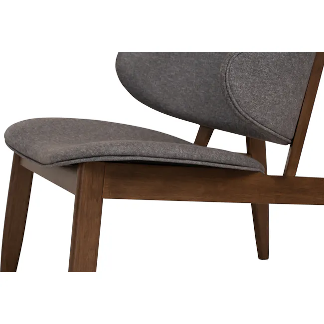 Stella Lounge Chair - Cocoa, Oyster Grey - 10 - Gray upholstered chair with wooden frame, modern design, comfortable