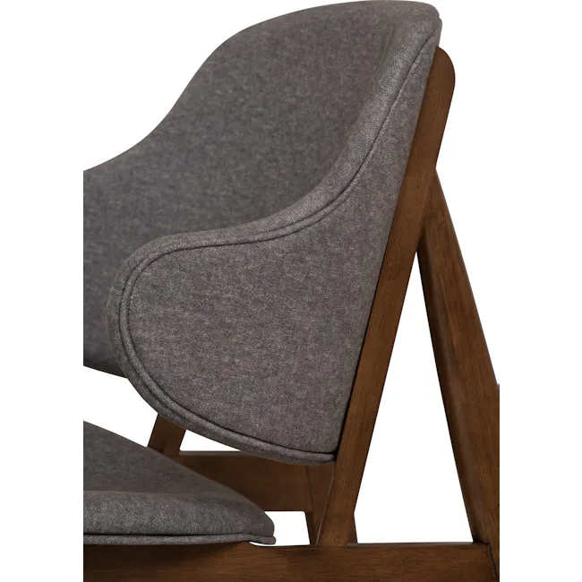 Stella Lounge Chair - Cocoa, Oyster Grey - 13 - Gray upholstered chair with wooden frame, modern design, textured fabric
