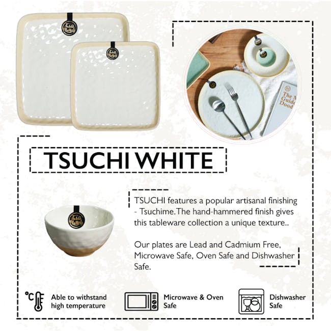 Table Matters Tsuchi White Dinner Plate - 4