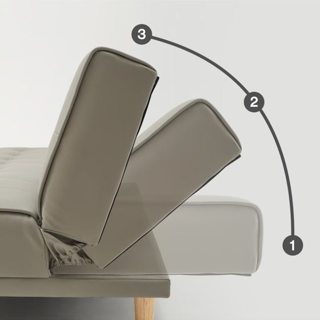 Candice 1 Seater Sofa Bed - Ivory (Faux Leather) - 7 - Modern sofa design, Cushioned armrests, Upholstered seat cushion