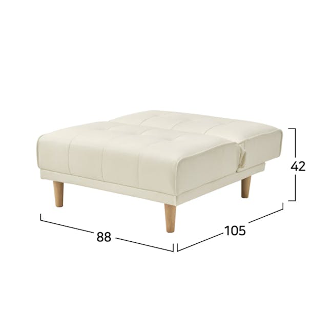 Candice 1 Seater Sofa Bed - Ivory (Faux Leather) - 11 - White upholstered bench, 88 inches wide, 105 inches tall, wooden