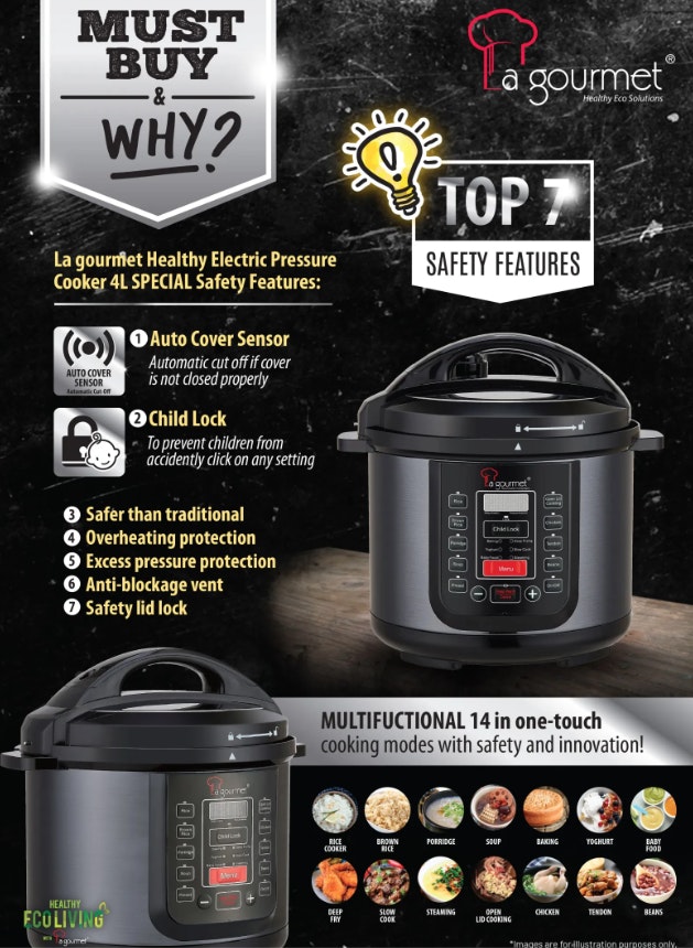 La Gourmet Healthy Electric Pressure Cooker 4L, La Gourmet Appliances