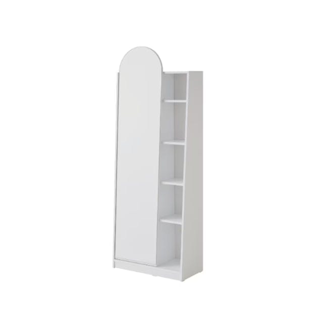 Chelsea Arched Mirror Cabinet with Side Shelf - White - 0