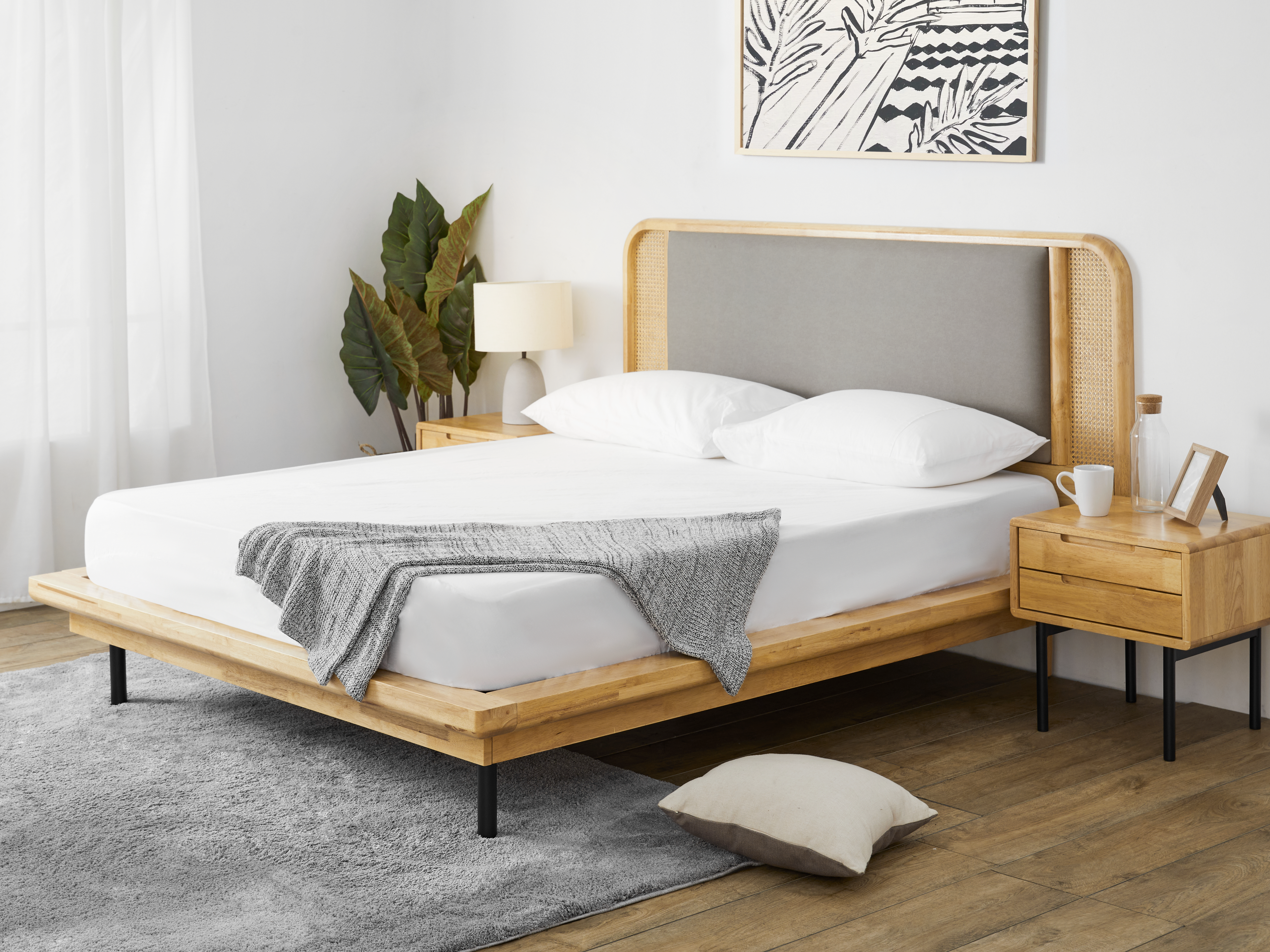 Narita Rattan Queen Platform Bed, HV Atelier Beds & Bedroom Storage