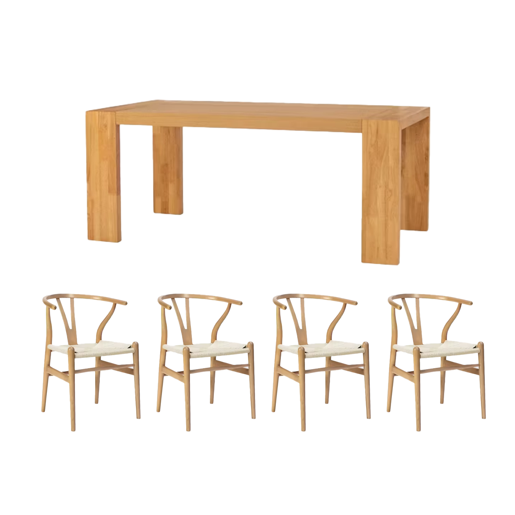 Clarkson Dining Table 1.8m in Natural with 4 Caine Chairs in Oak