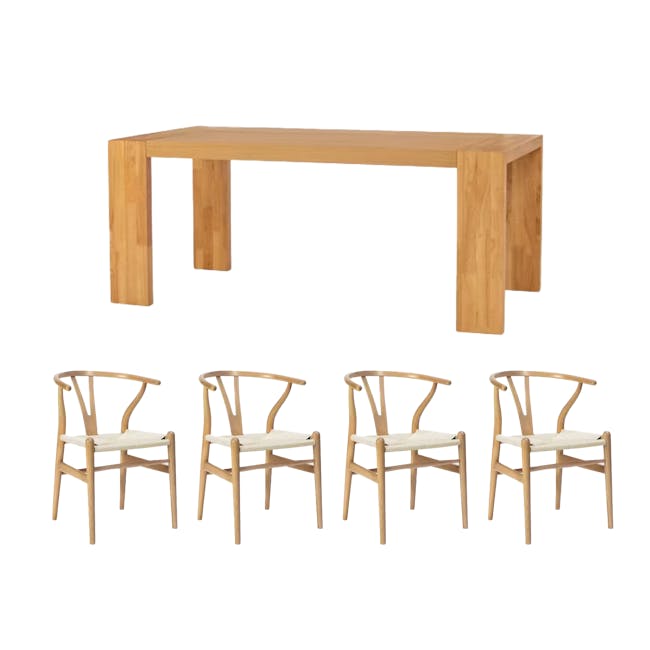 Clarkson Dining Table 1.8m in Natural with 4 Caine Chairs in Oak - 1