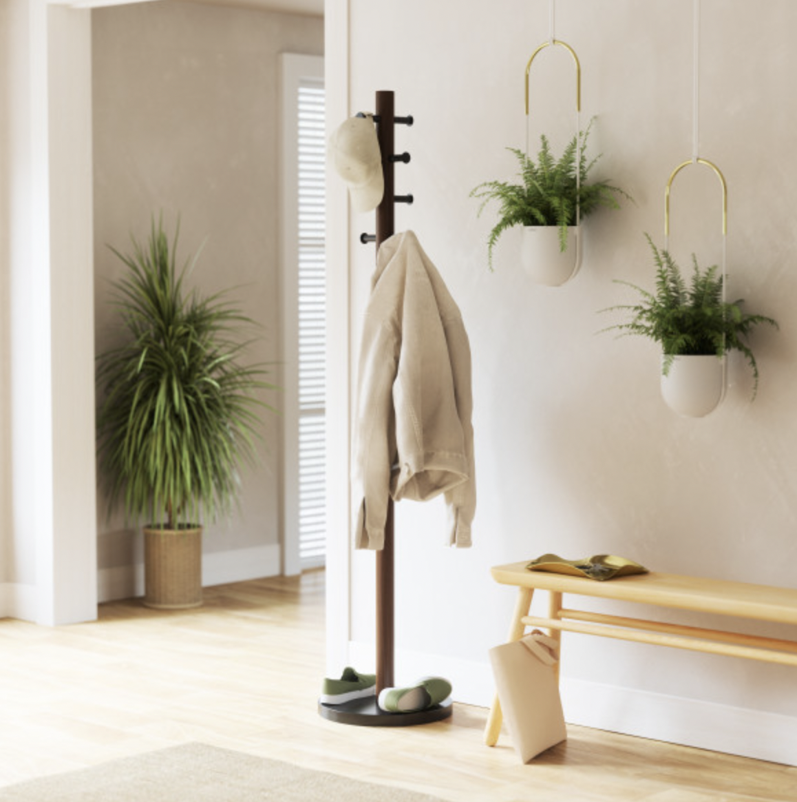Pillar Coat Rack Black, Walnut, Umbra Home Accents HipVan