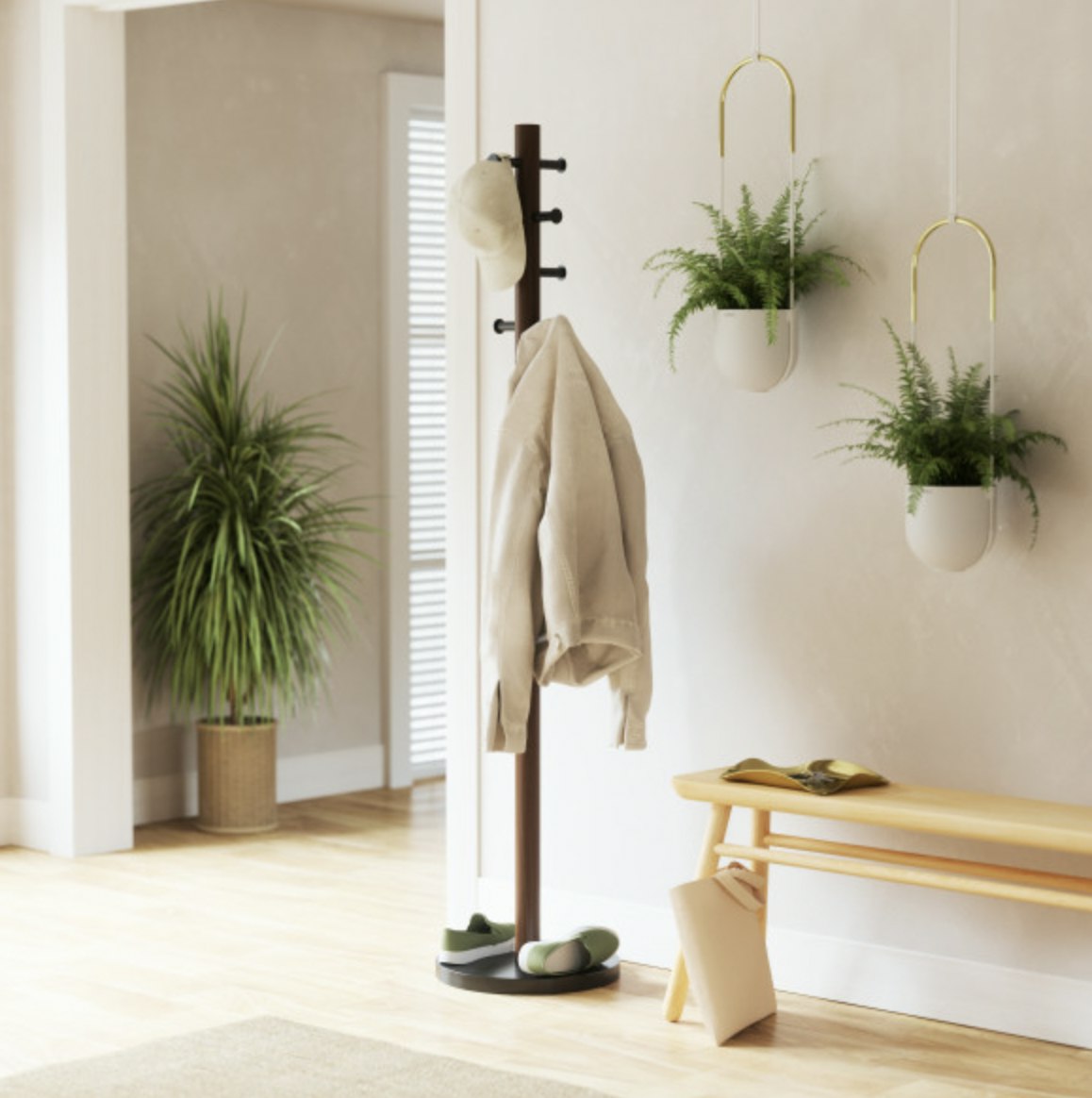 Pillar Coat Rack Black, Walnut, Umbra Home Accents HipVan