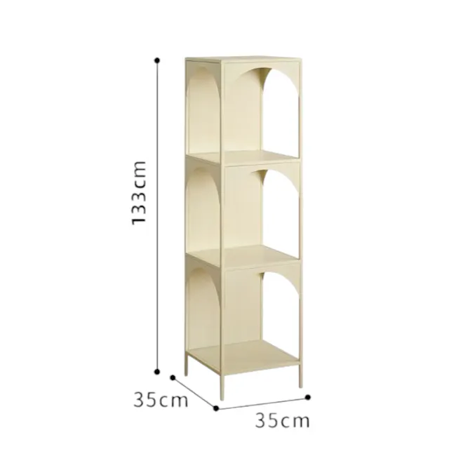 Novi Arch 3-Tier Storage Shelf - Cream - 3 - Elegant shelving unit with three shelves, measuring 133 cm in height