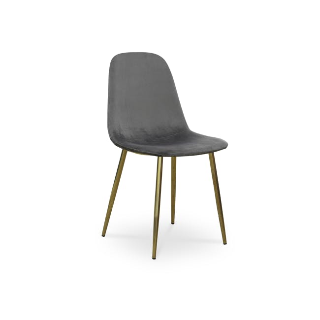 Finnley Dining Chair - Brass, Warm Grey (Velvet) - 0