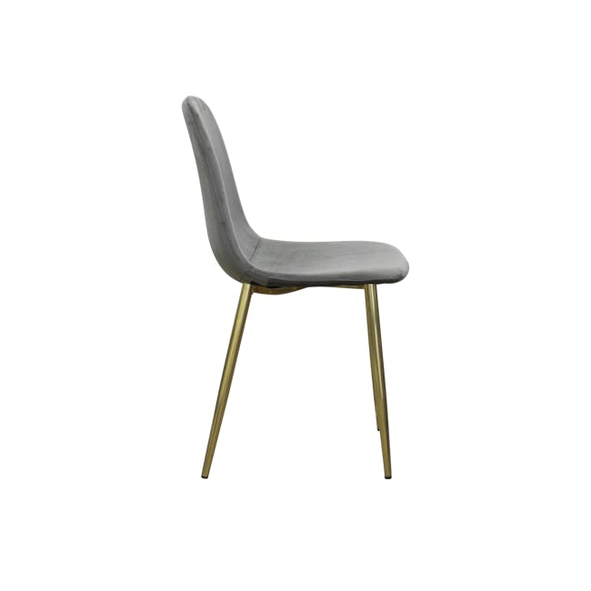 Finnley Dining Chair - Brass, Warm Grey (Velvet) - 3