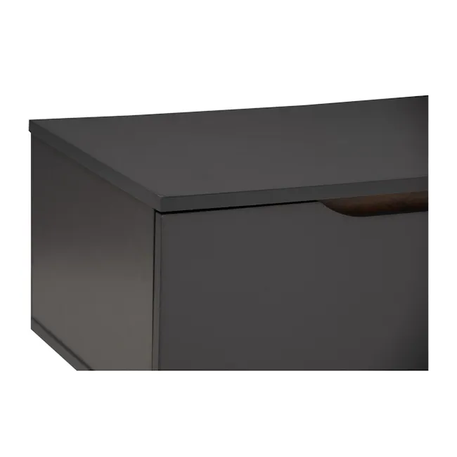Miah TV Console 1.8m - Walnut, Grey - 10 - Dark gray desk, sleek design, minimalist style, modern furniture, industrial