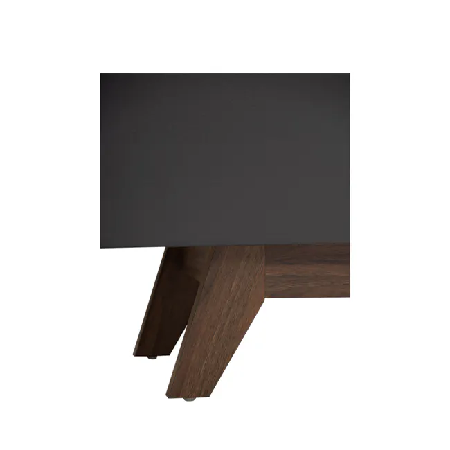 Miah TV Console 1.8m - Walnut, Grey - 4 - Dark wooden table, minimalist design, sleek surface, modern aesthetic, rich wood