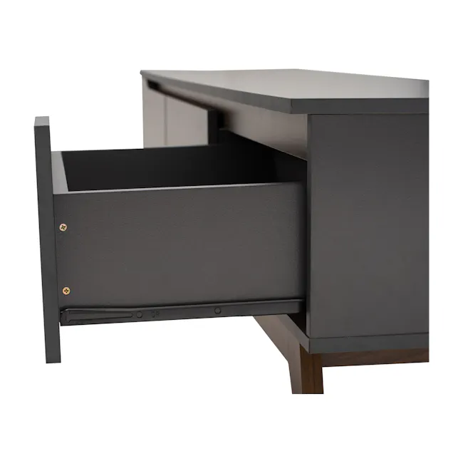 Miah TV Console 1.8m - Walnut, Grey - 8 - modern desk drawer, sleek black desk, minimalist drawer, open drawer, storage