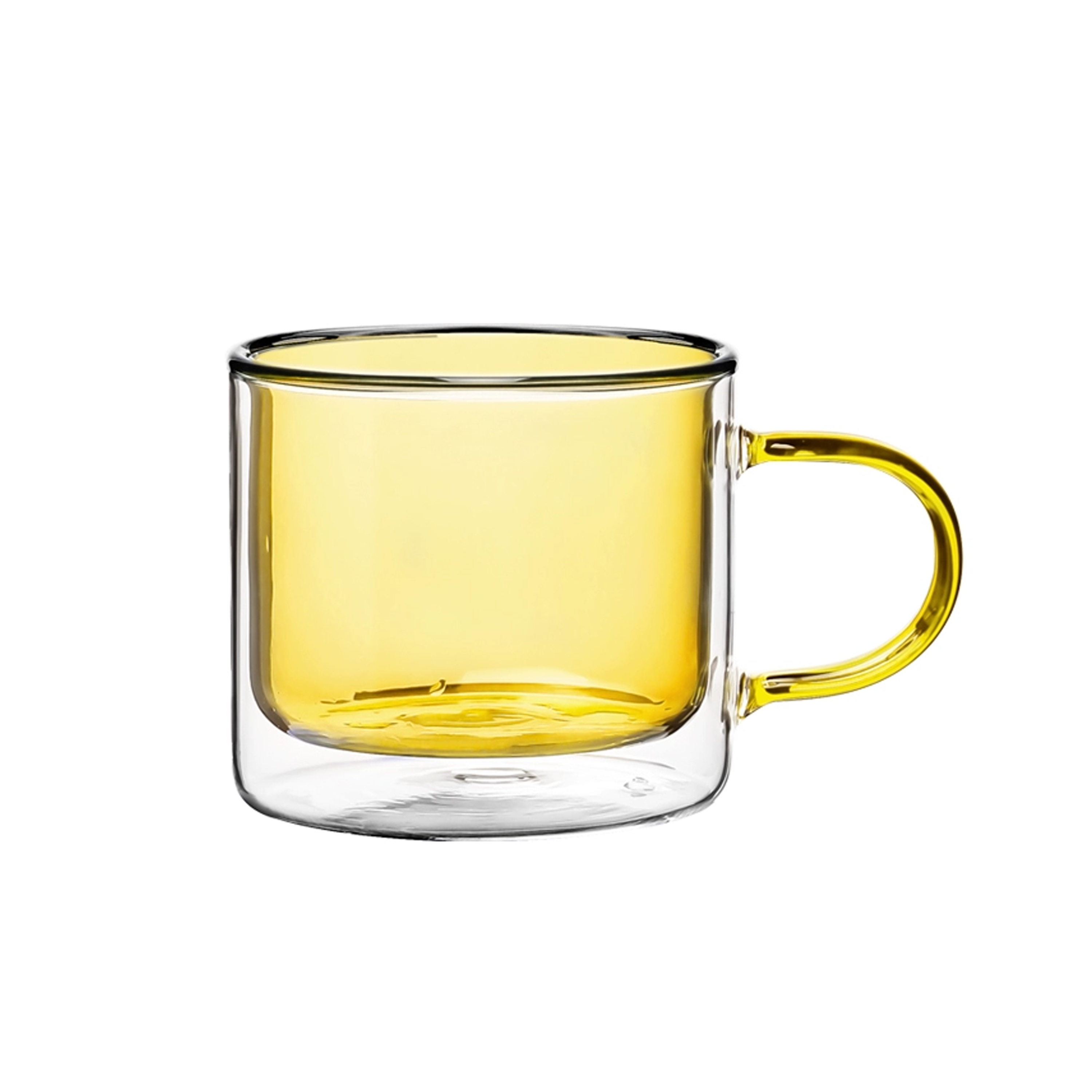 Dane Double Wall Glass Mug - Yellow
