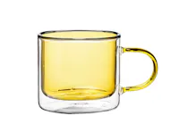 Dane Double Wall Glass Mug - Yellow