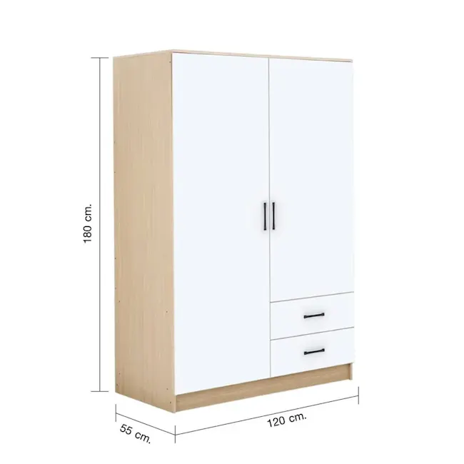Fince 2 Door Wardrobe with 2 Drawers 1.2m - 8