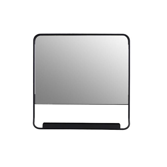 Larry Square Wall Mirror with Shelf - Black - 0