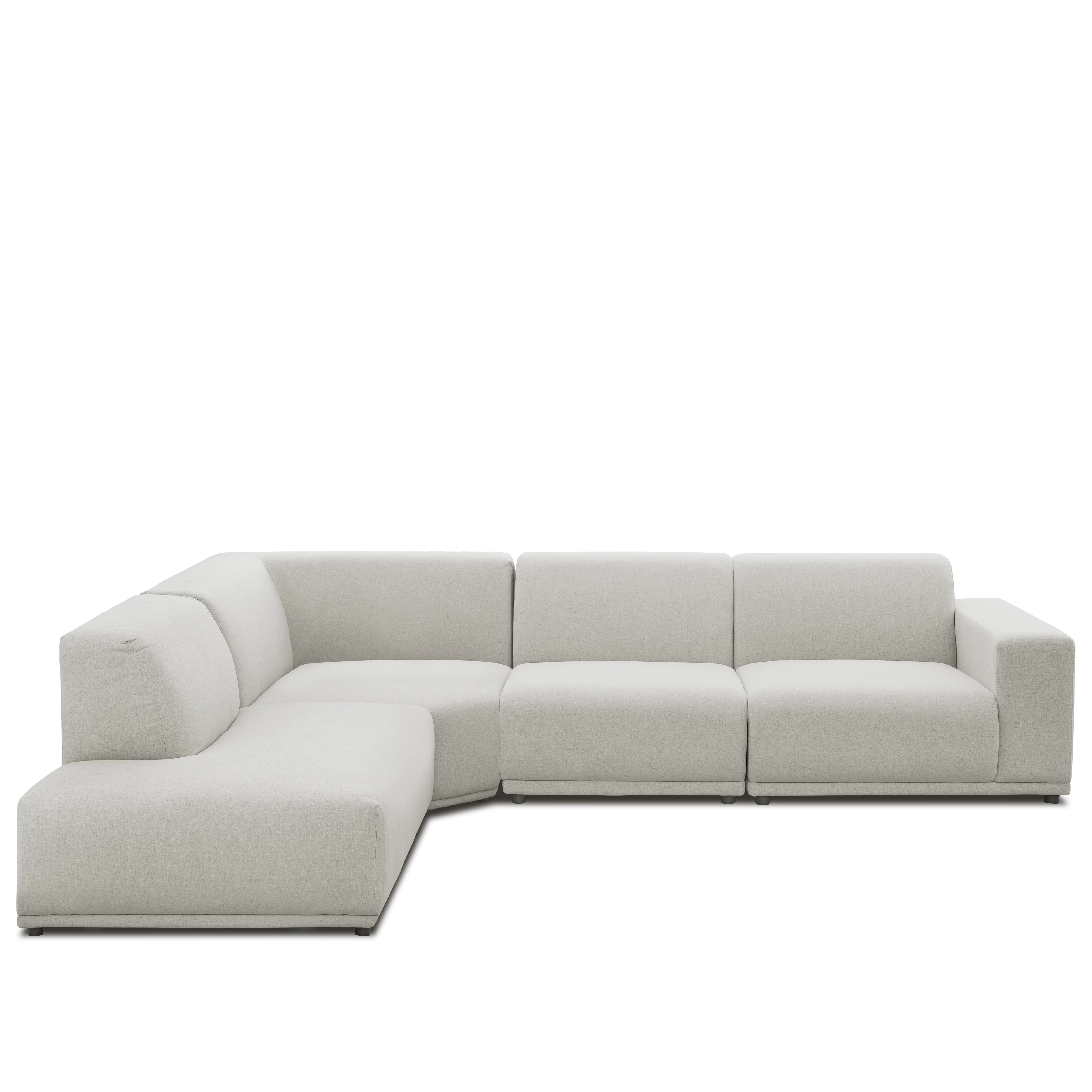 Milan Right Arm Unit - Ivory (Fabric) - 12 - Modern minimalist sofa, light gray fabric, sleek design, comfortable seating