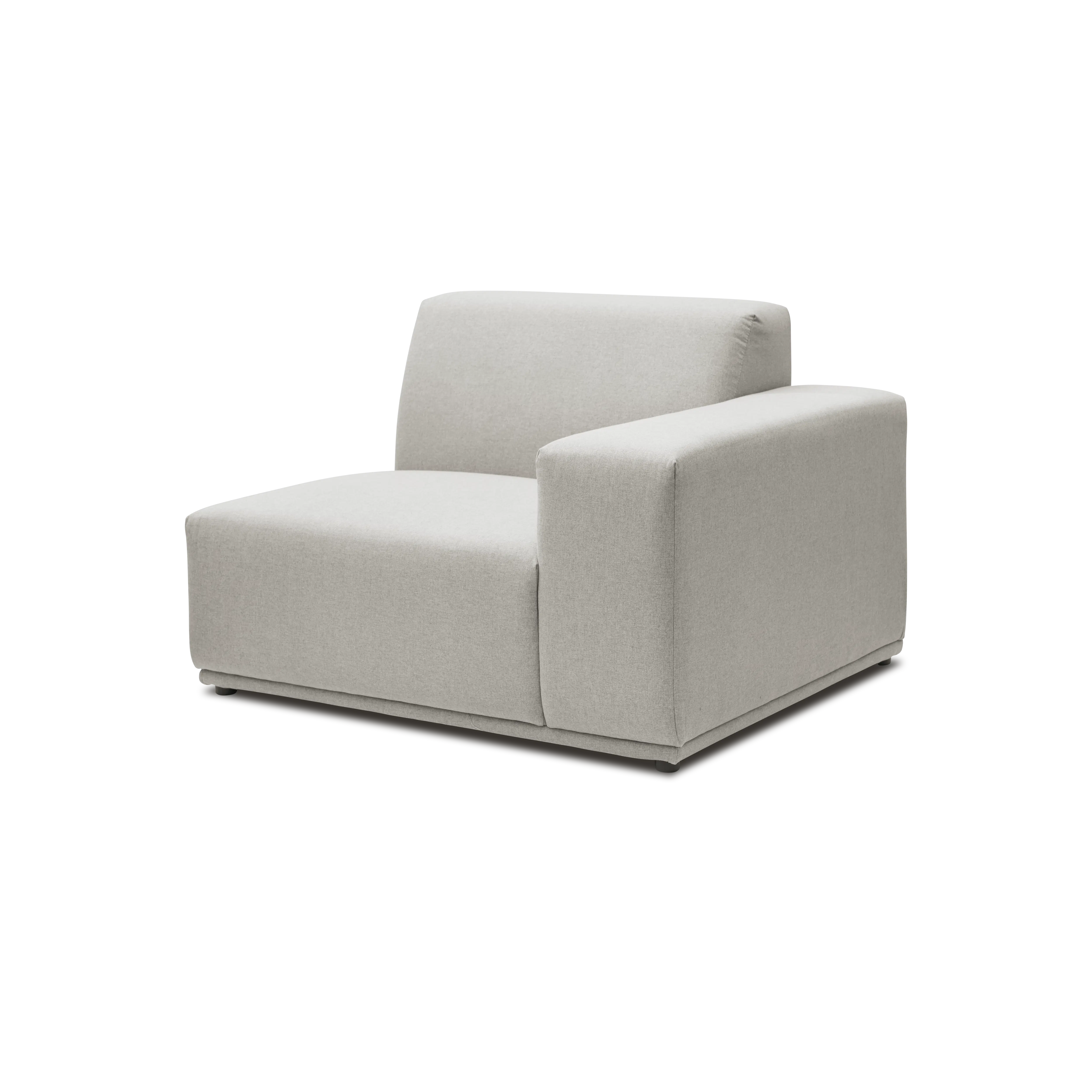 Milan Right Arm Unit - Ivory (Fabric) - 9 - Modern minimalist sofa, light gray fabric, sleek design, comfortable seating