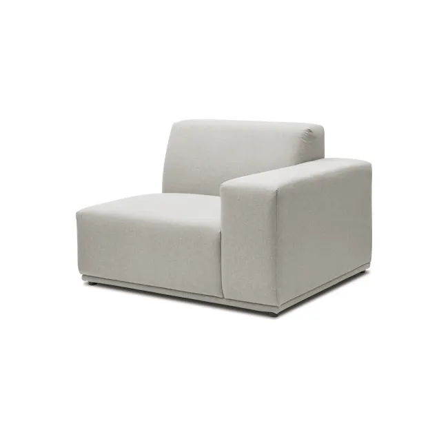 Milan 3 Seater Extended Sofa - Ivory (Fabric) - 7 - Modern minimalist sofa, light gray fabric, sleek design, comfortable