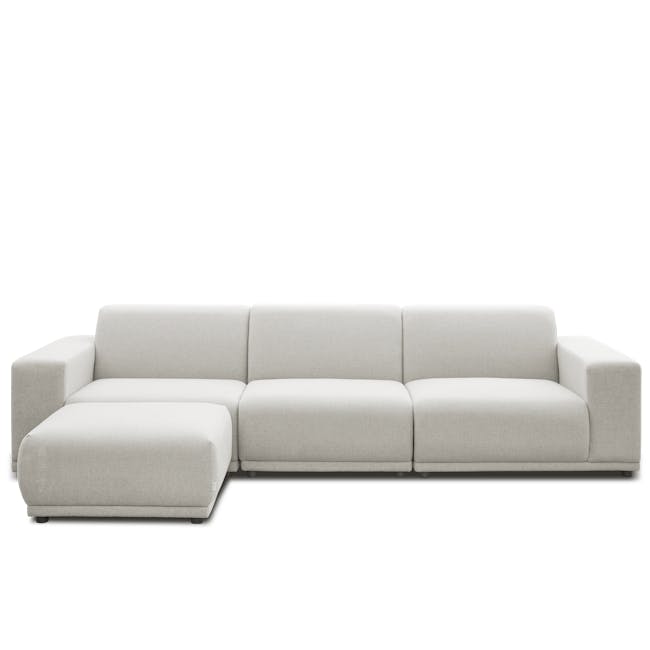 Milan 3 Seater Sofa with Ottoman - Ivory (Fabric) - 13
