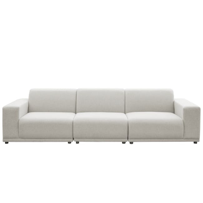 Milan 4 Seater Sofa with Ottoman - Ivory (Fabric) - 9 - Modern minimalist sofa, light gray fabric, sleek design, comfortable