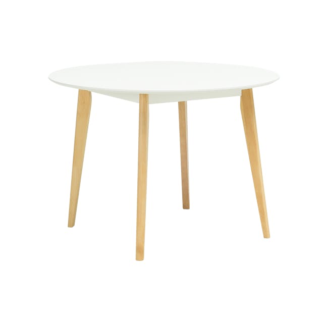 Harold Round Dining Table 1.05m with 4 Oslo Chairs in White - 1