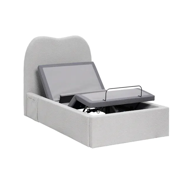 Lyra Single Adjustable Bed - Grey Boucle - 2