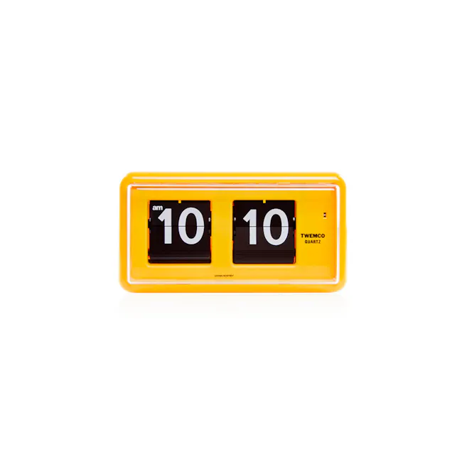 TWEMCO Table Clock - Yellow - 1 - Yellow digital alarm clock with dual display units, Dual digital alarm clock featuring