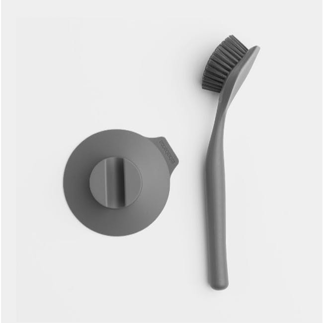 Dish Brush with Silicon Cup holder - Dark Grey - 3