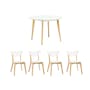Harold Round Dining Table 1.05m with 4 Harold Dining Chairs in Natural, White - 0