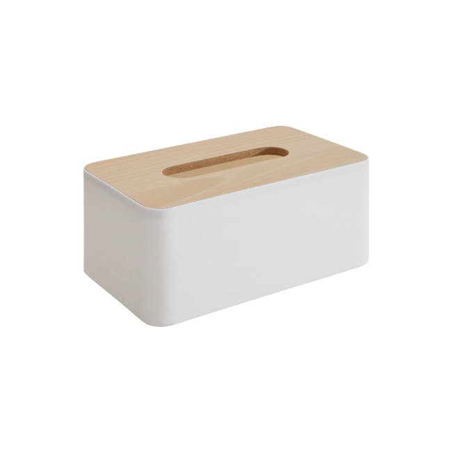Wooden Tissue Box - White - 0