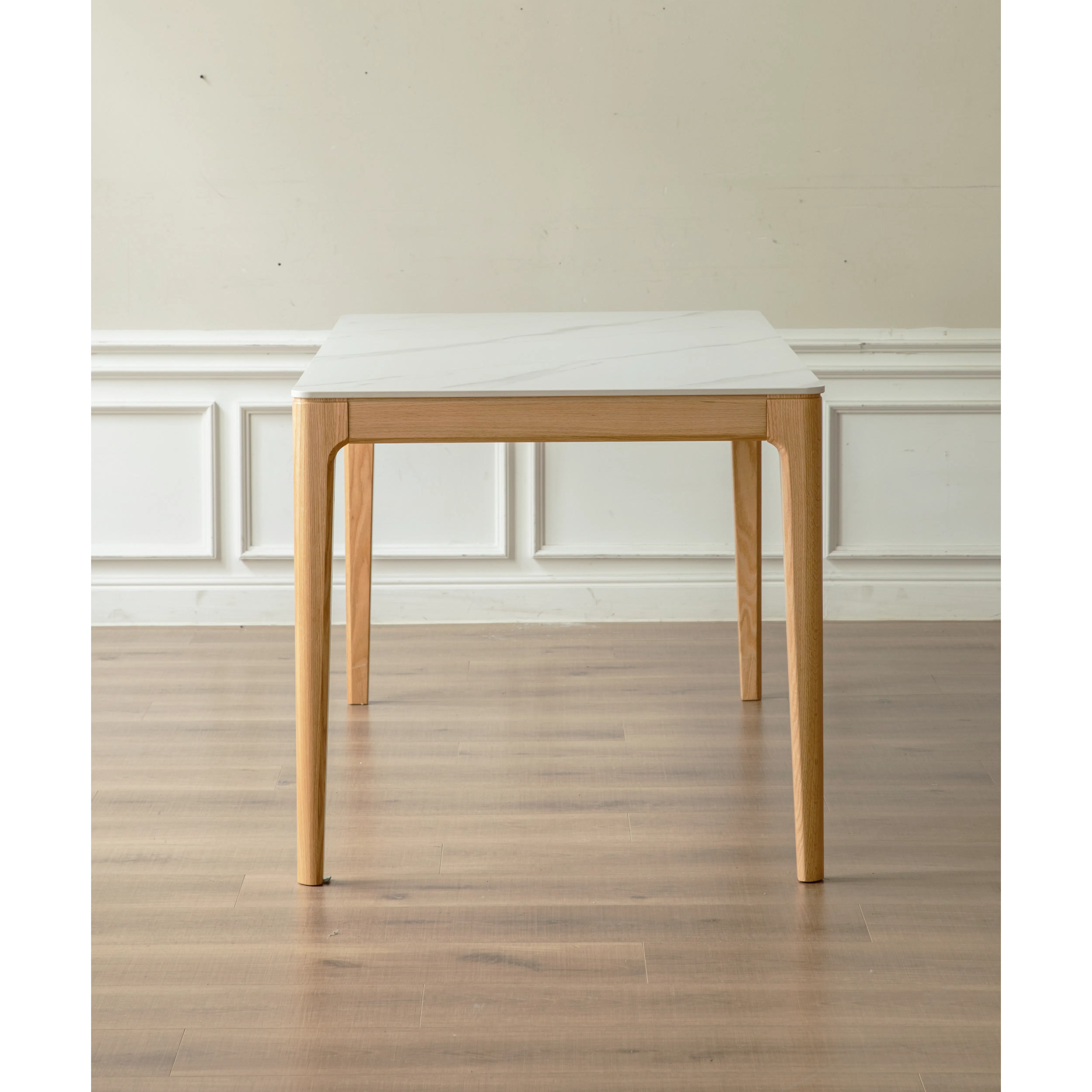 Adelyn Dining Table 1.4m (Sintered Stone) with 2 Niel Chairs and Niel Bench 1.25m in Oak - 22 - Modern minimalist table