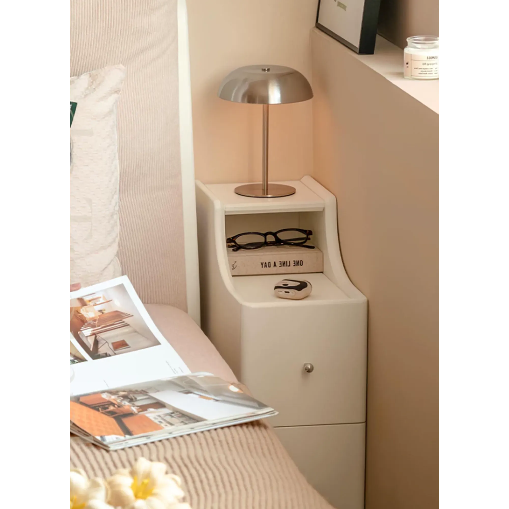 Venie Narrow Bedside Table 0.3m - White - 7