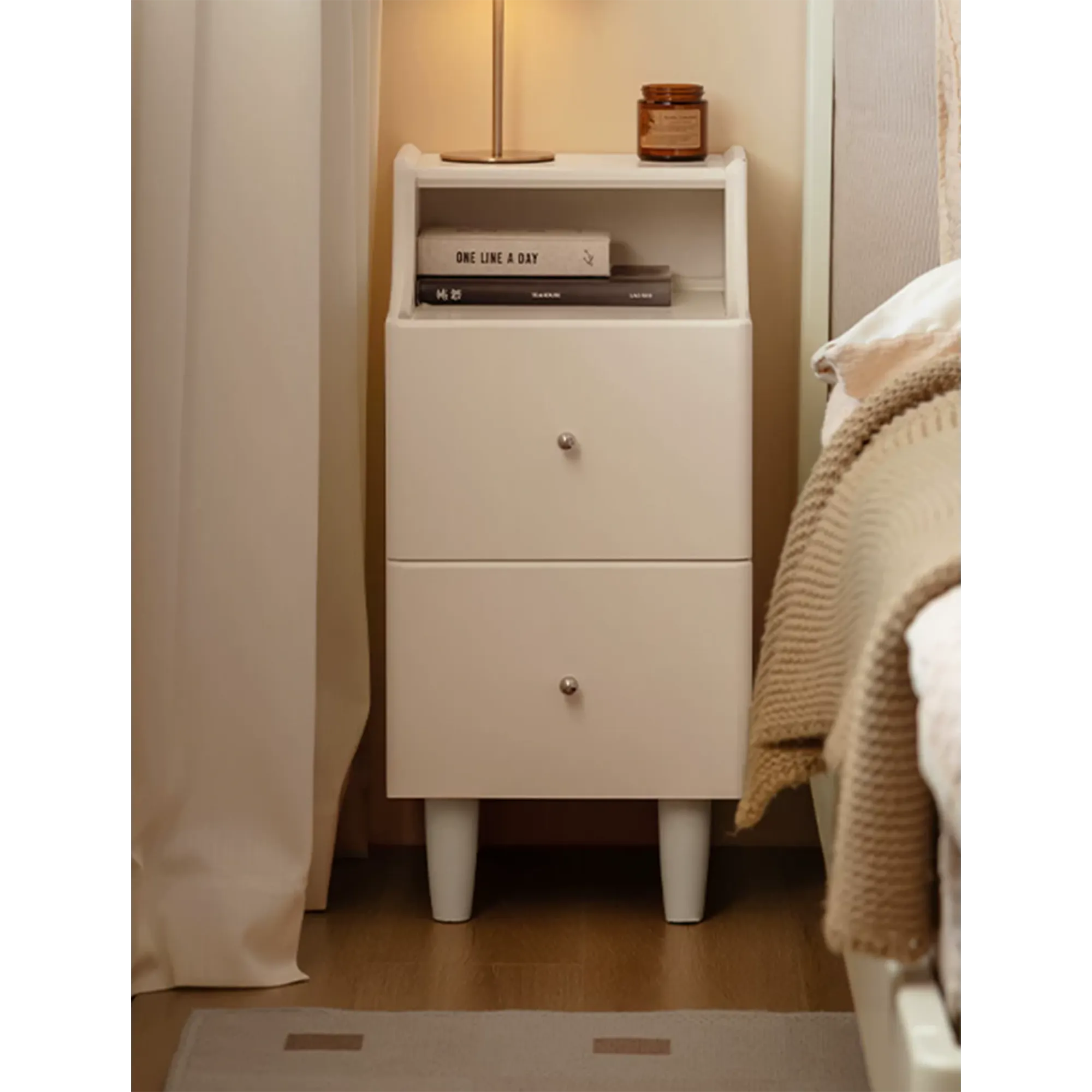Venie Narrow Bedside Table 0.3m - White - 10