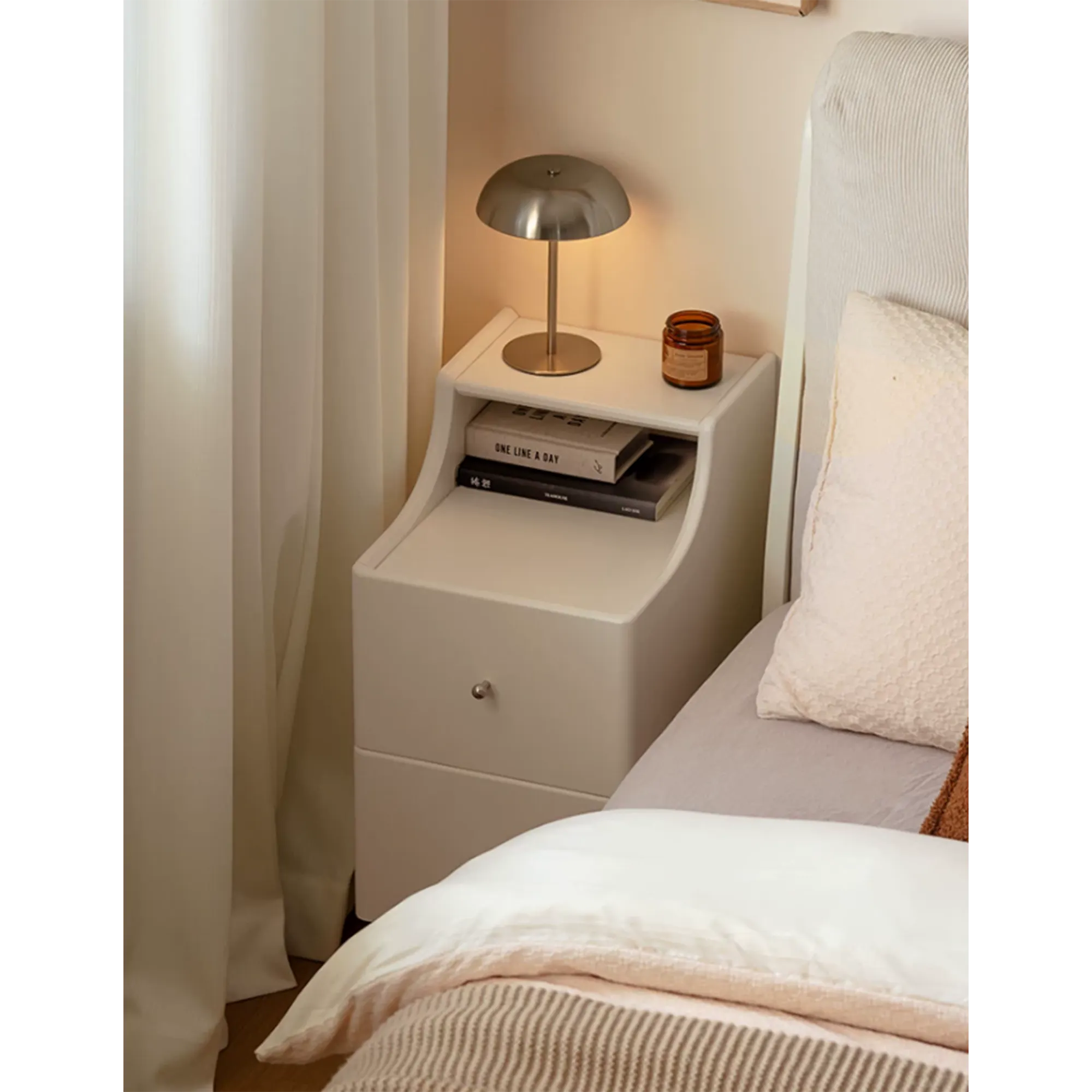 Venie Narrow Bedside Table 0.3m - White - 11