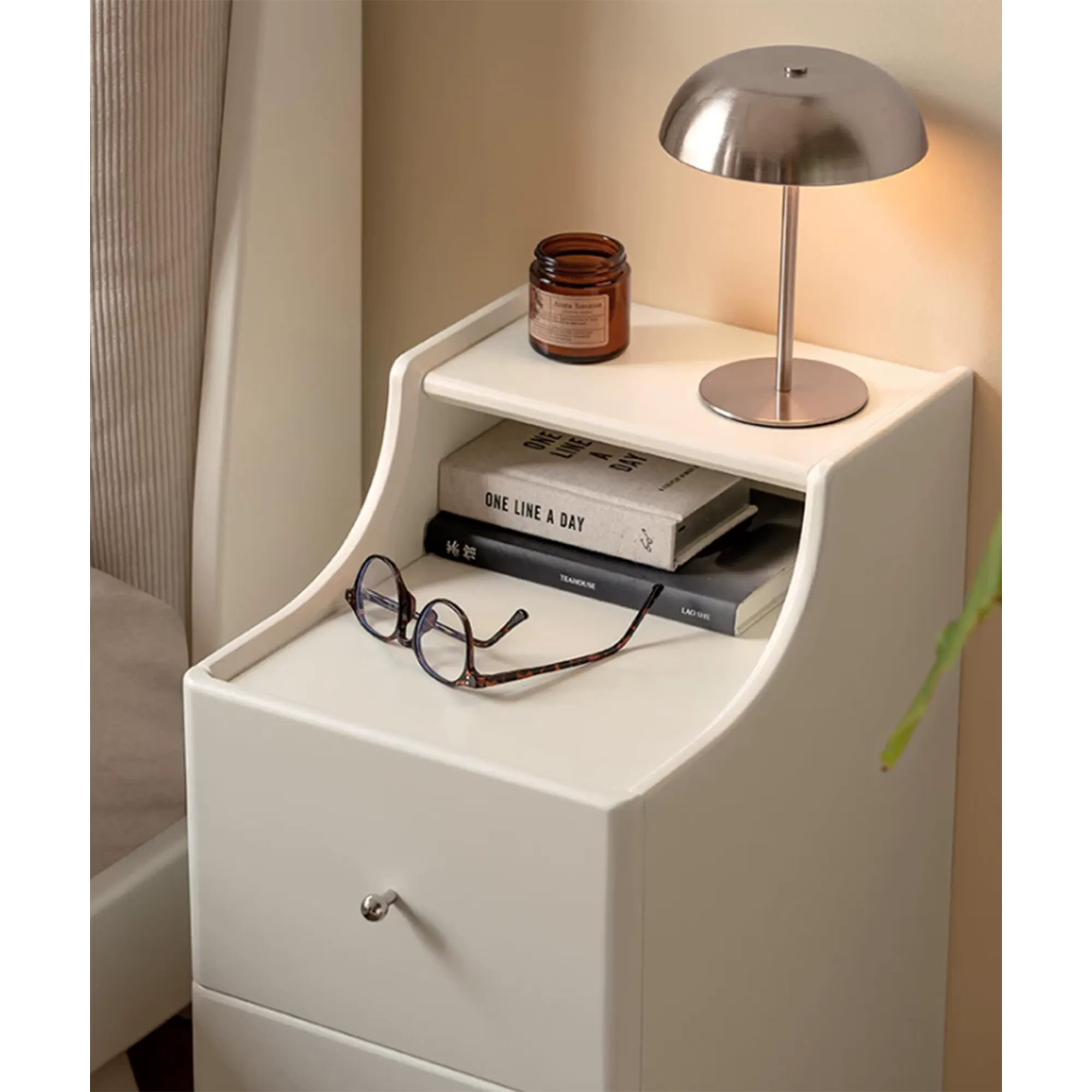 Venie Narrow Bedside Table 0.3m - White - 18
