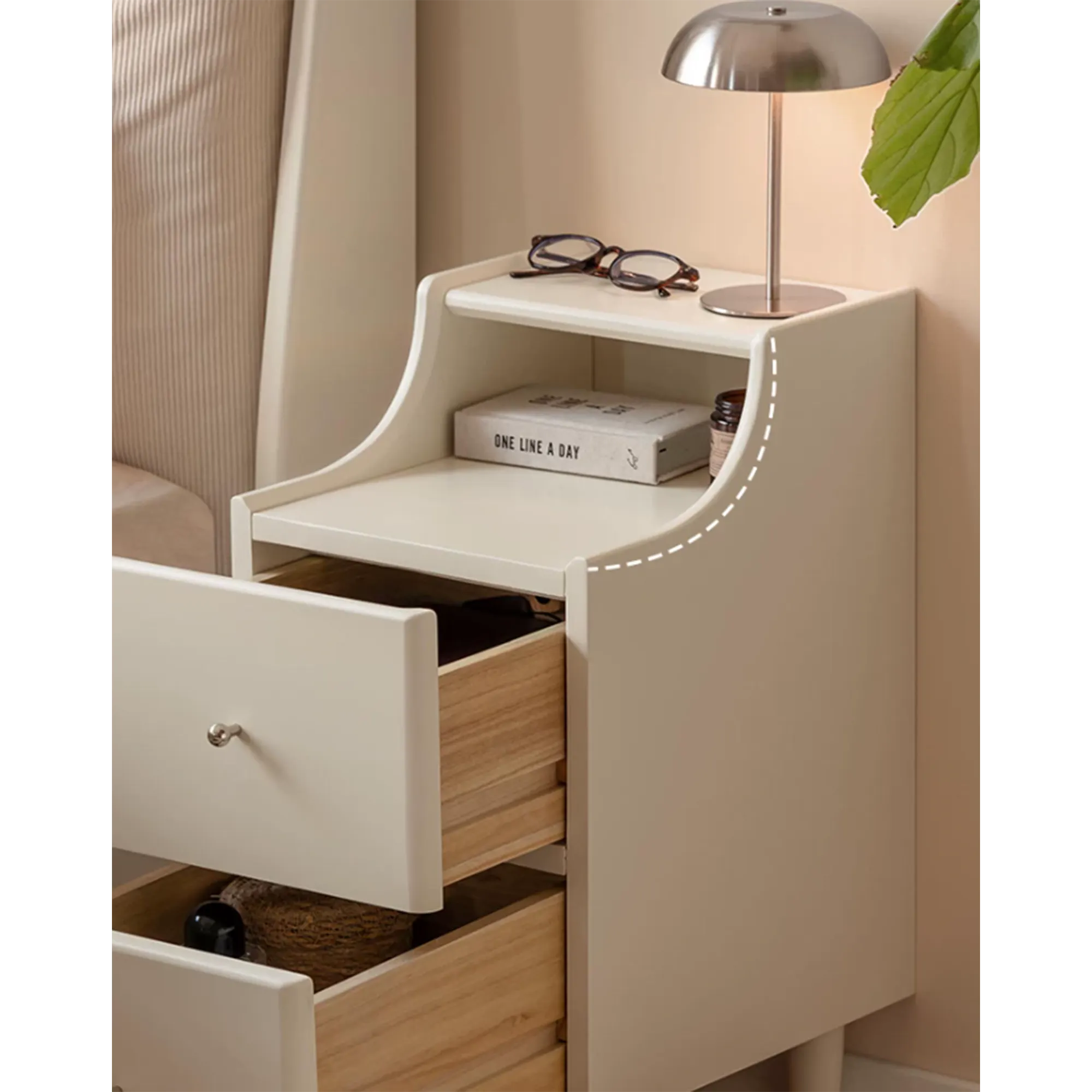 Venie Narrow Bedside Table 0.3m - White - 14