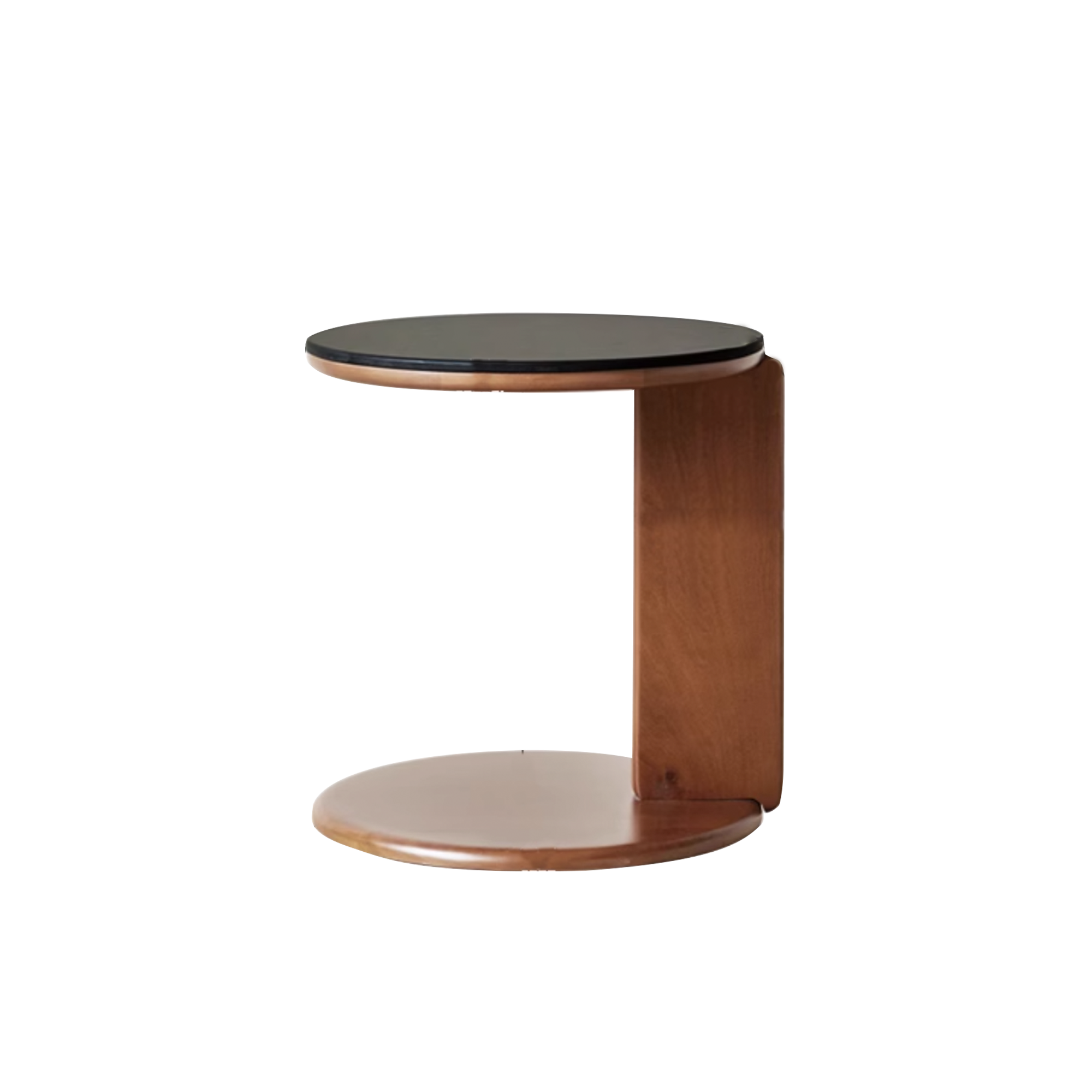 Blair Round Side Table - Walnut, Black (Sintered Stone)