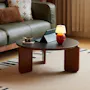 Blair Round Side Table - Walnut, Black (Sintered Stone) - 7