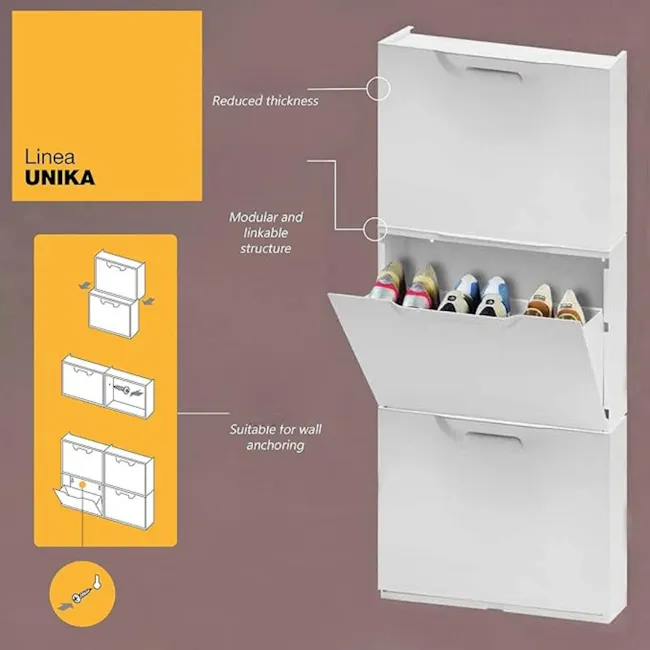 Linea Unika Shoe Rack Stackable Modular - White - 4