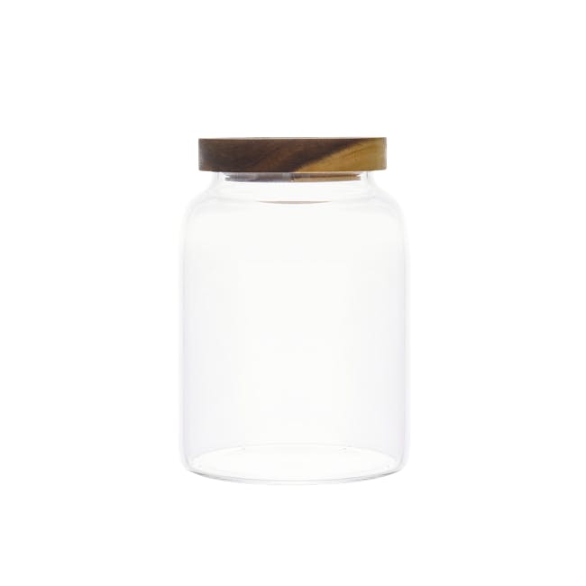 EVERYDAY Wide Glass Jar with Wooden Lid (Set of 2) - 2