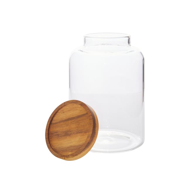 EVERYDAY Wide Glass Jar with Wooden Lid (Set of 2) - 5