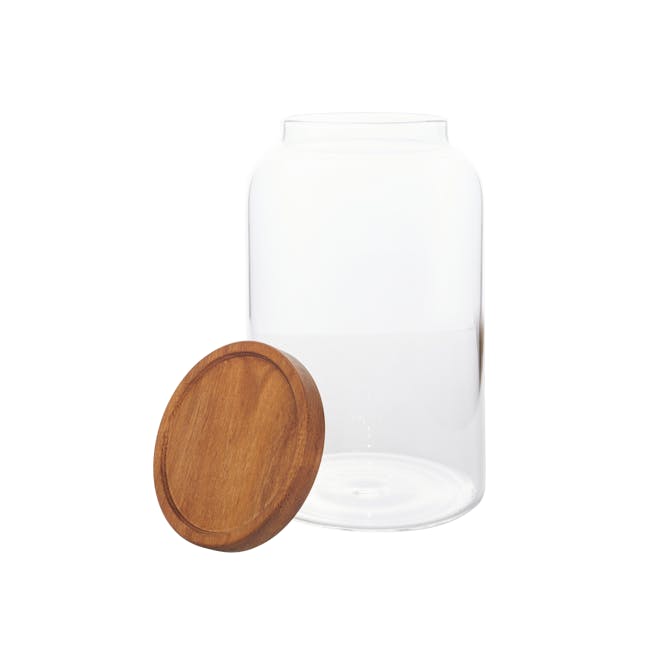 EVERYDAY Wide Glass Jar with Wooden Lid (Set of 2) - 7