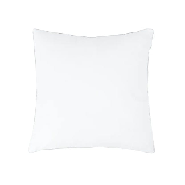Fione Floral Tufted Cushion - Ivory - 7 - White square pillow, minimalist design, plain white fabric, soft texture