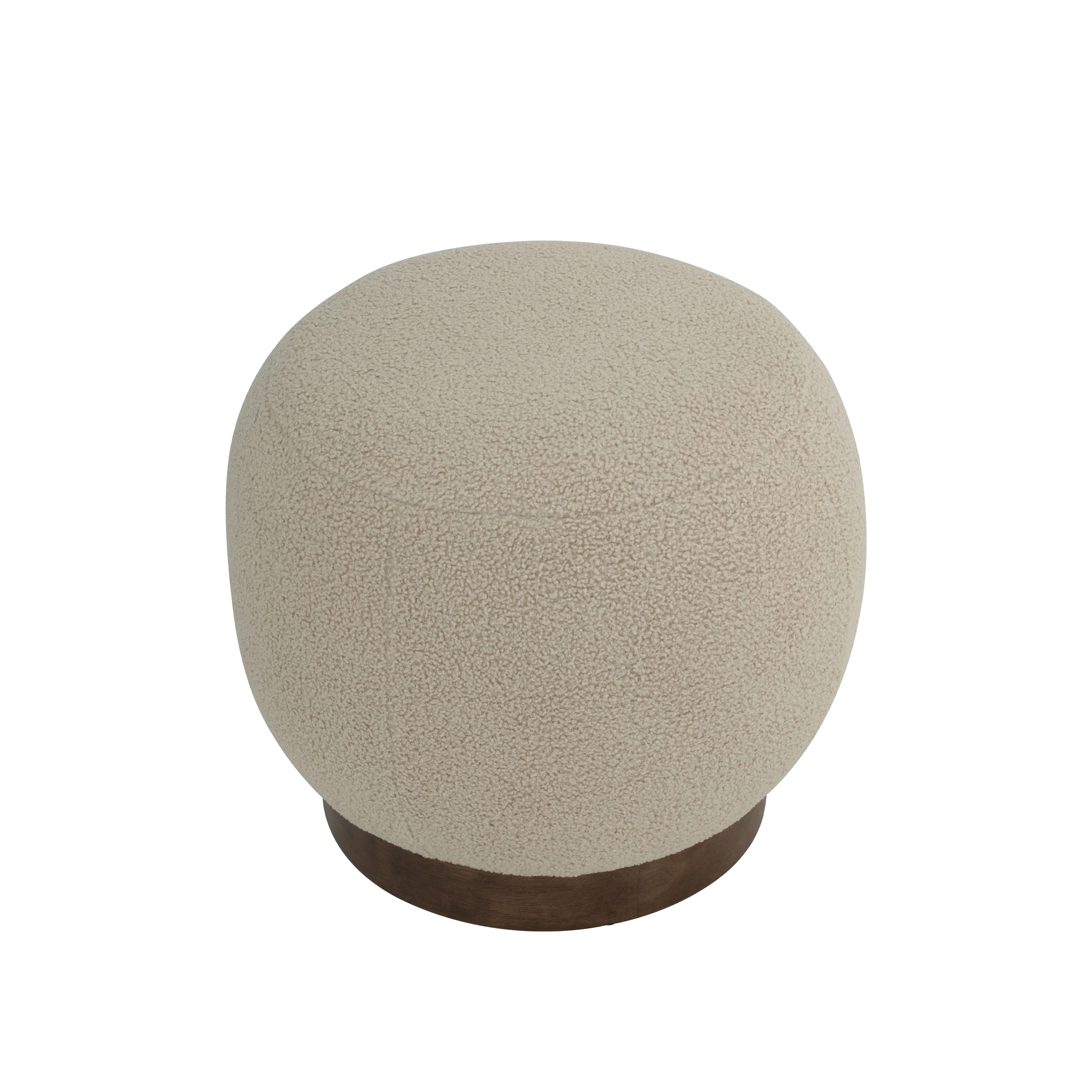 Leila Ottoman - Brown Beige - 10 - Cream-colored, round, textured lampshade, brown wooden base, minimalist design, cozy