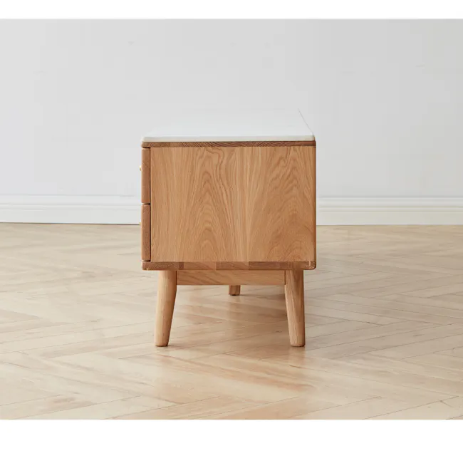 Aster TV Console 2m - Oak (Sintered Stone) - 15 - Wooden side table with natural wood finish, minimalist design, light