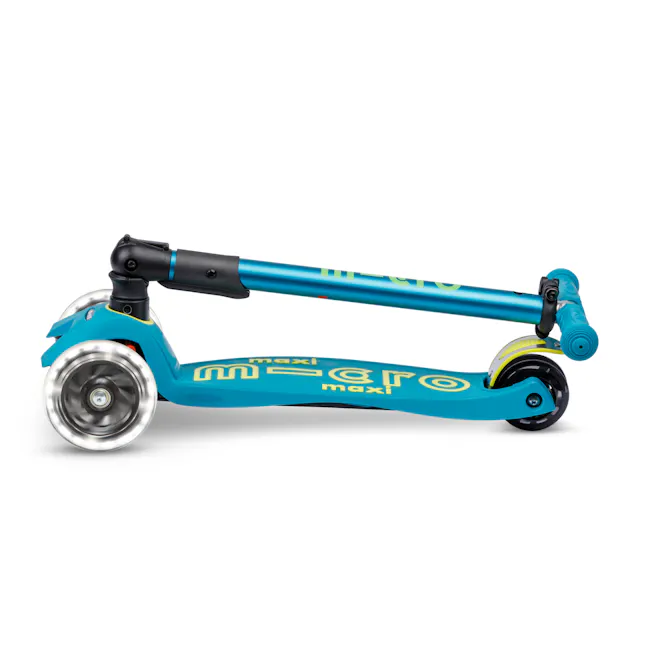 Micro Maxi Deluxe Foldable LED Scooter - Petrol Green (Age 5-12) - 6