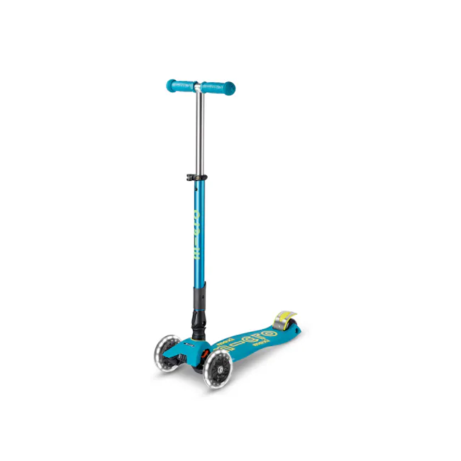 Micro Maxi Deluxe Foldable LED Scooter - Petrol Green (Age 5-12) - 1